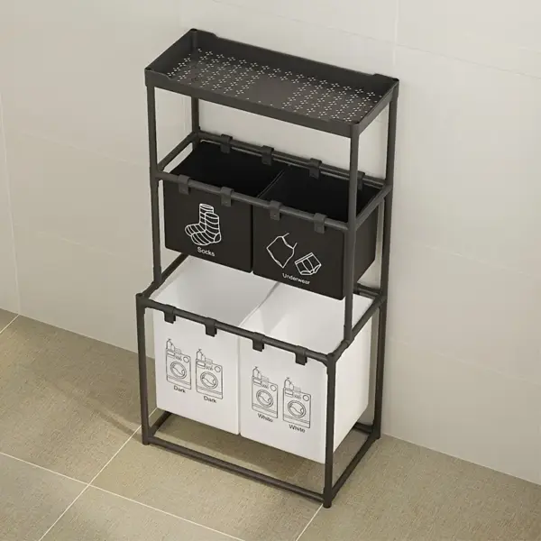 Suporte Organizador para Lavandaria com Cesto Removível