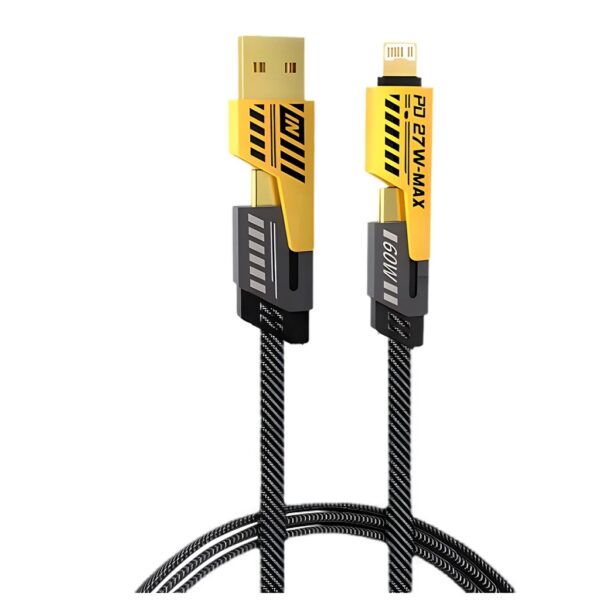Cabo de Carregamento Rápido 3 em 1 – USB/Type-C/Lightning 1.2m (até 65W)